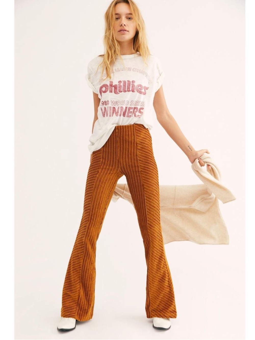 Free People Women's Slim Pull-on Velvet Flare Pants
